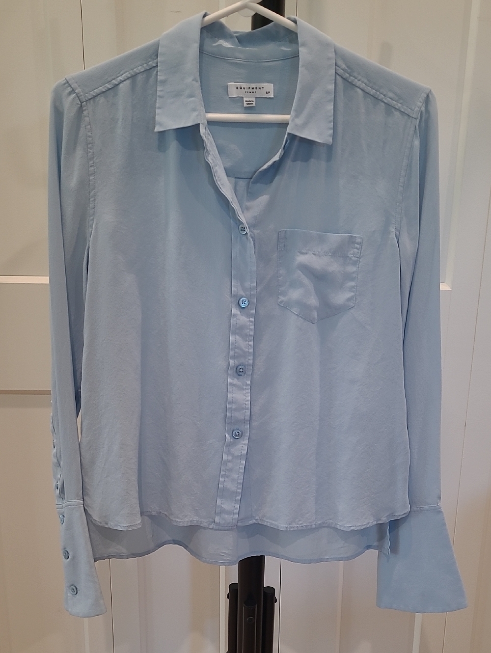 Equipment Light Blue Silk Button-Up Blouse